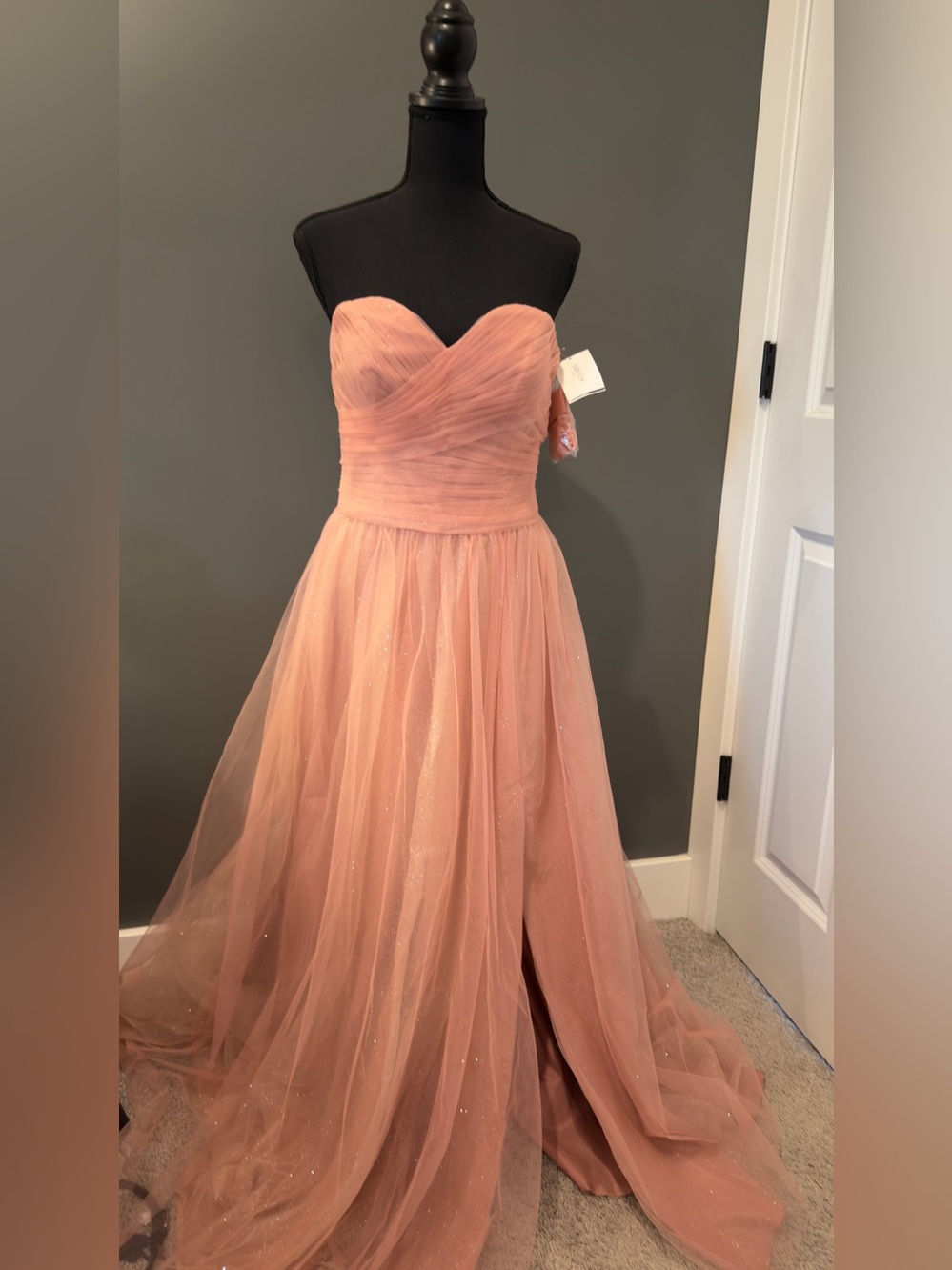 Jules & Cleo Strapless Blush Pink Tulle Gown